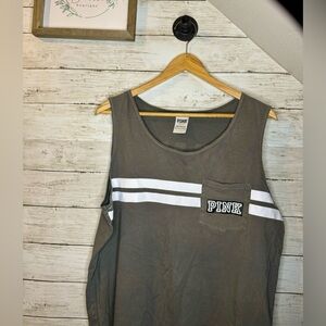 Victoria's Secret PINK workout tank size large. Gray. Slightly cropped.